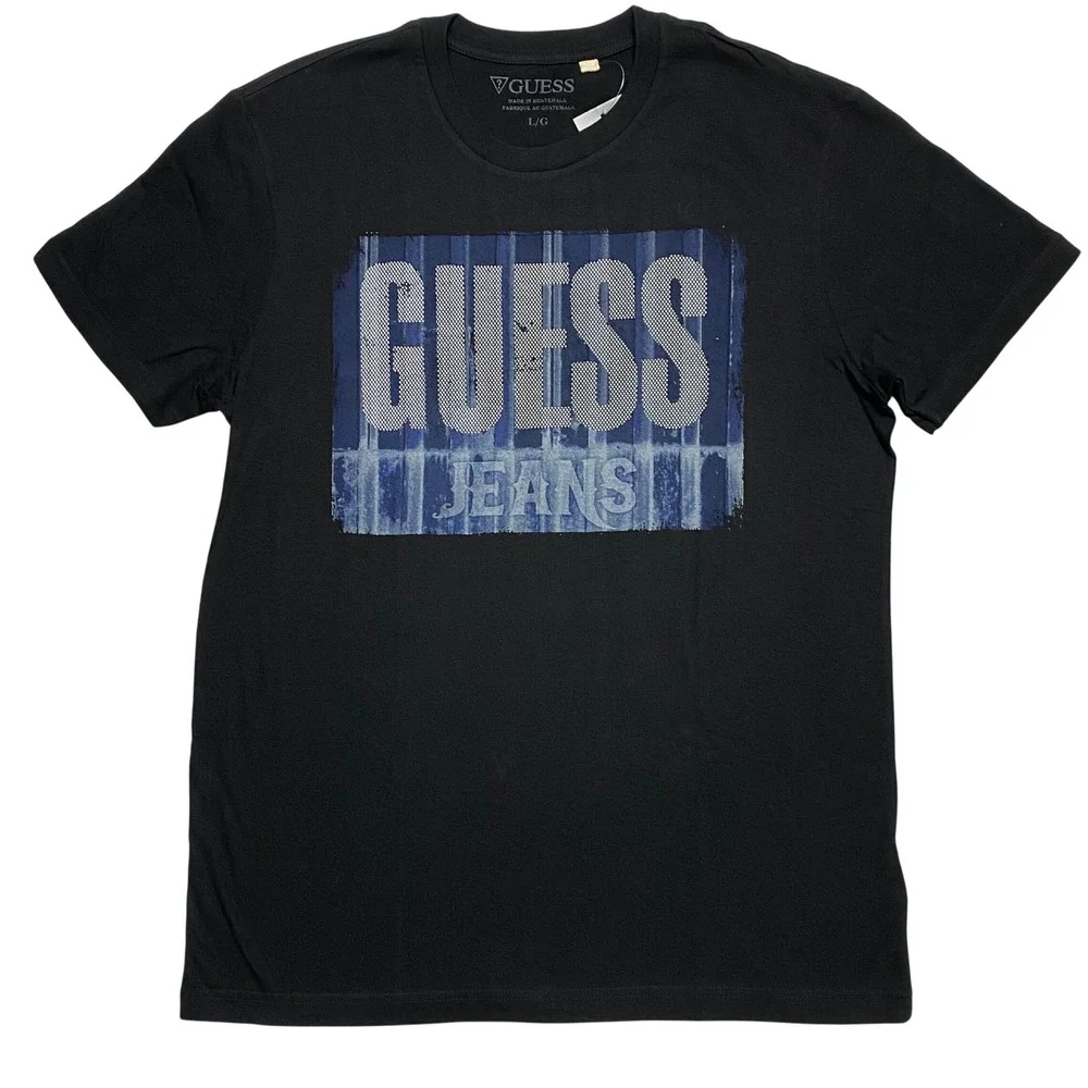 GUESS Mens Graphic Logo T-Shirt Black Short Sleeve Crew Neck Size L NWT - Picture 2 of 6
